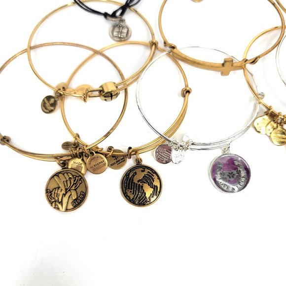 Alex and Ani Lot of 11 Charm Bangles 925 Silver - Picture 2 of 6